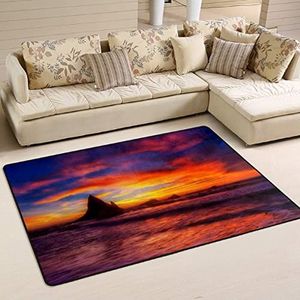 Gebied tapijten 100 x 150 cm, oranje zee wolken zonsondergang welkomstmat antislip gebied tapijten voor slaapkamer wasbare kantoormatten, voor slaapkamer, keuken