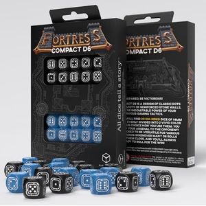 Fortress Compact D6: Black & Blue by Q-Workshop, dobbelstenen voor RPG-bordspellen, 1 speler, vanaf 14 jaar