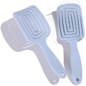 Vierkant Hol Haar Hoofdhuid Massage Kam Haarborstel Antistatisch Nat Droog Krullend Ontklitter Haarborstel Nylon Salon Haarstyling Tools(Blue)