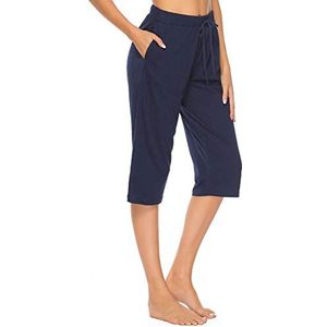 Vlazom Damespyjamabroek van 116% katoen, nachtkleding, korte vrijetijdsbroek met zakken en trekkoord