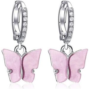 Bergkristal versierd koperen bengelende oorbellen met vlinder motieven voor vrouwen, Koper, Geen edelsteen