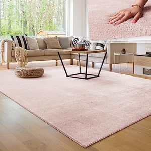 Paco Home Moderne en Zachte Woonkamer Tapijt Kortpolig Wasbaar Fluffy Uni Effect Bont Tijdloos Elegant Antislip Makkelijk te Onderhouden, Maat:200x280 cm, Kleur:Roze