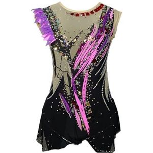 Ritmische gymnastiekpakje for kinderen, glanzende tanktop for meisjes, sportkleding for gymnastiek, unitards for wedstrijden(4XL)