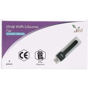 Ved Band met siliconen stropdas - ondersteuning voor urinedrainage/katheter beenzak steunriem, zachte elastische stof en comfortabele siliconen stropdas, maat 3,8 cm x 58 cm (pak van 5)