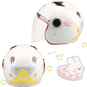 Motorhelm, DOT/ECE gecertificeerde 3/4 helm Retro halve Motorfiets elektrische open ontwerp Lichtgewicht J,50-55(K)