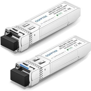 QSFPTEK 10GBASE-BiDi SFP+ Zendontvanger10Gbe mini gbic module Compatibel met Cisco SFP-10G-BX40U/Cisco SFP-10G-BX40D, 1270nm/1330nm-TX/1330nm/1270nm-RX DDM LC SMF, tot 40km - 1 paar