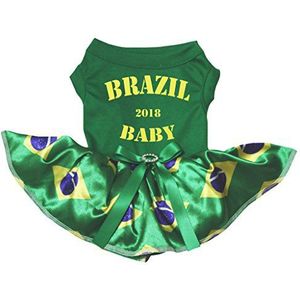 Petitebelle Brazilië 2018 Baby groen Shirt Brazilië vlaggen Tutu Puppy hond jurk (XX-Large, Groen)