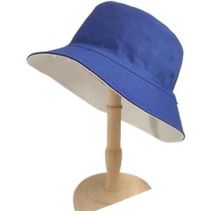 Emmerhoeden heren grote maat vissershoeden grote hoofd man zomer zonnehoed twee kanten dragen grote maten emmer hoeden 57-59cm 60-62cm 63-64cm Fisherman Beach Hat (blauw beige, 60 tot 62 cm)