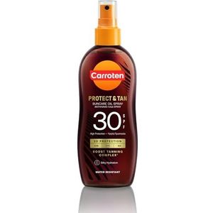 Carroten OmegaCare Tanning Oil SPF 30, 150 ml - Bruiningsversneller met omega vetzuren - Bruiningsolie voor maximale bruining - Beschermende sprayolie