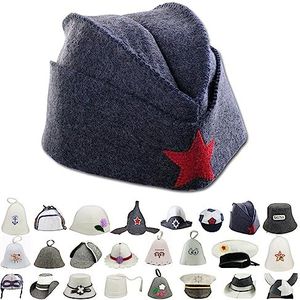GMMH Saunahoed, saunamuts van 100% wolvilt - (1516 piloot rode ster) vilten saunakap voor dames en heren, vilten muts, hoed voor sauna