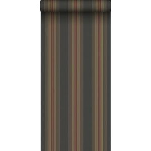 behang strepen vergrijsd olijfgroen 53 cm x 10 m - van Sanders & Sanders