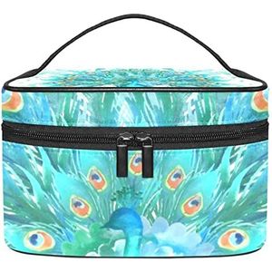 Make-up Organizer Bag, Reizen Make-up Tas Organizer Case Draagbare Cosmetische Tas voor Vrouwen en Meisjes Toiletartikelen Pauw, Meerkleurig, 22.5x15x13.8cm/8.9x5.9x5.4in