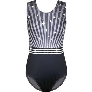 NihaoWXM Zwart Turnpakje Voor Meisjes Strepen Print Ballet Turnpakje Mouwloze Jumpsuit Bodysuit Ballerina Dans Kleding Gymnastiek Turnpakje Voor Meisjes, Donkergrijs, 14 Years