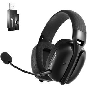 ATTACK SHARK L80PRO Gaming-hoofdtelefoon, draadloos, dubbele microfoon, verstelbaar, 3D-surround-geluid, licht met 20 ms, ultra-lage latentie, drivers 40 mm, 3 modi (2,4 G/Bluetooth/bekabeld) voor pc