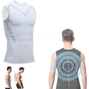 Menionic Toermalijn Posturecorrector Vest, 2024 nieuwe versie Ionic Shaping mouwloos shirt, comfortabel en ademend (M, wit)