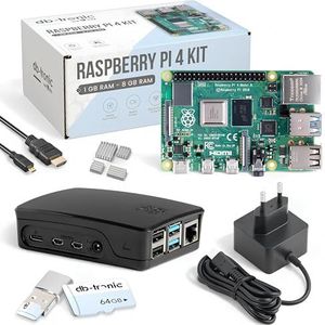 Raspberry Pi 4 2 GB Starter Kit Black | Officiële voeding 15W | Officiële behuizing | 64GB Edition | 4K Micro HDMI-kabel | set koellichaam