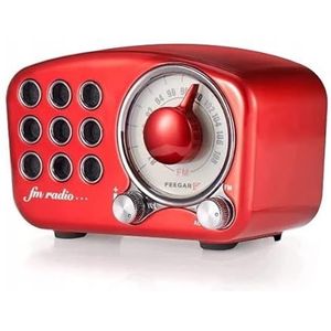 Radio Feegar Retro Bluetooth-luidspreker, vintage FM-radio met ouderwetse klassieke stijl, sterke basversterking, luid volume, Bluetooth 4.2-aansluiting, F-kaartsleuf en MP3-speler aux-bediening, microSD-kaart