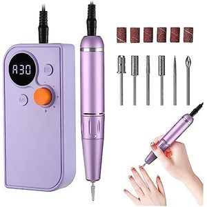 Elektrische nagelvijl, Nagelboormachine Elektrische nagelboor Sander Manicure Frees Set Professionele nagelvijl Gel Polish Remover Oplaadbaar voor zowel natuurlijke als kunstnagels (Color : Purple,