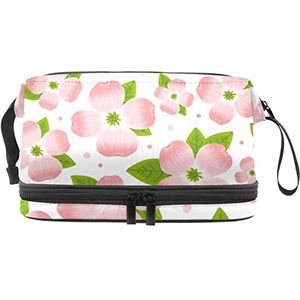 Grote capaciteit reizen cosmetische tas,Bloem Roze,Make-up tas,Waterdichte make-up tas Organizer, Meerkleurig, 27x15x14 cm/10.6x5.9x5.5 in