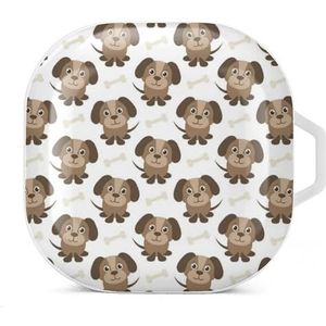 Grappige honden en botten oordopjes hoesje compatibel met Samsung hard shell beschermhoes wit stijl