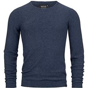 INDICODE Heren Loakim Knit Sweater | Klassieke gemêleerde gebreide trui Navy L