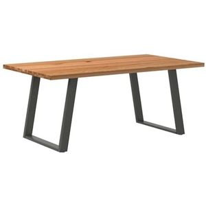 vidaXL Eettafel rechthoekig 180x100x74 cm massief eikenhout lichtbruin