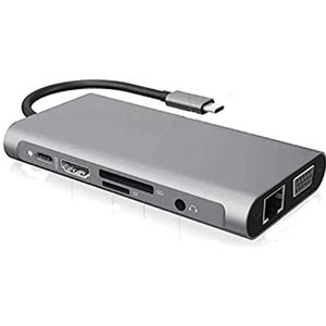 LESANGBAIHUODIAN USB Type C HUB Type-C Aan HDMI 4K VGA-adapter RJ45 LAN Ethernet SD TF USB-C 3.0 Typec 3.5mm Jack Audio Video Fit voor MacBook Pro OTG (Color : 10 in 1)