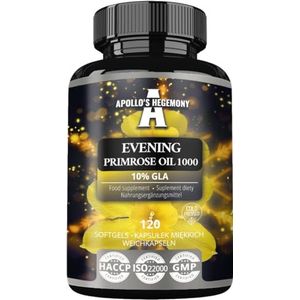 Teunisbloemolie 1000 mg met vitamine E - Bevat 100 mg GLA-zuur - 120 softgels - 4 maanden - Voedingssupplement met gamma-linoleenzuur - van Apollo's Hegemony