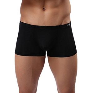 Panegy Boxershorts voor heren, vormgevend, ademend, eenvoudig, elastisch, comfortabel, pure kleuren, maat M-XXL, Zwart, L