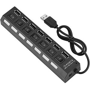 480 Mbps 7-poorts USB-hub Geschikt, voor mobiele telefoon, tablet-pc, toetsenbord, muis, harde schijf, voor voor, printer, hoofdtelefoon, satellietontvanger, enz., Plug &