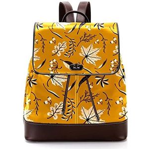blad mooie gele gepersonaliseerde casual dagrugzak tas voor tiener, Meerkleurig, 27x12.3x32cm, Rugzak Rugzakken
