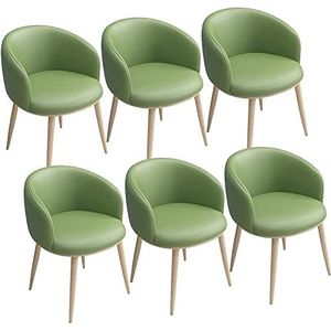 GEIRONV Moderne PU Eetkamerstoelen Set Van 6, Lederen Zitting U-vormige Rugleuning Metalen Poten Fauteuils Woonkamer Receptie Kantoor Keuken Stoelen Eetstoelen (Color : Green, Size : 42x42x75cm)