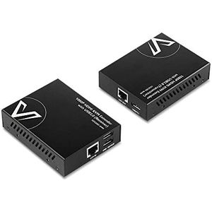 AV Access HDMI USB KVM-extender, 1080P@60Hz via Cat5e/6 tot 80m/260ft, 2 poorten USB2.0 voor computer, geen signaalverlies of latentie, plug & play zonder stuurprogramma; met PoE en Adaptive EQ