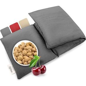 smøla Kersenpitkussen groot voor magnetron, 3-kamer, 47 x 19 cm, korrelkussen voor rug, nek en schouder, 850 g, kersenpitten, nierwarmer, natuurlijke warmwaterkruik, edelgrijs