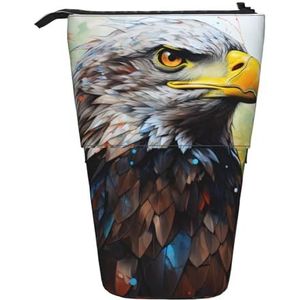 Evengigy Eagle Print Leuke Etui met Zip Verstelbare Stand Potlood Houder Grappige Make-up Tas, Zwart, Eén maat, Tas Organizer