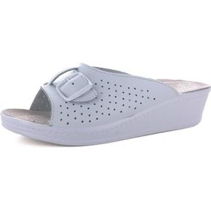 MEDICAL Comfort 310 pantoffels voor dames van echt leer met antislipgesp., Wit, 38 EU