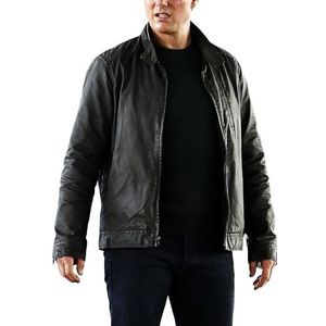 Suiting Style Tom Cruise Jacket - Reacher Back Zwart Echt Leren Jas - Jassen voor Heren, Zwart, 3XL