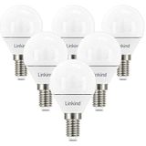 Linkind E14 LED Golf Ball Lamp 4,9 W, vervangt 40 Watt, 470 lm 3000 K warm wit G45/P45 lamp E14 spaarlamp in druppelvorm, niet dimbaar, 220-240 V, 6 stuks