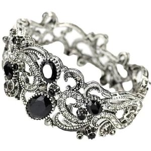 Bohemian Crystal Turkse Bangle Manchet Armband Voor Vrouwen Arabische Banket Bruid Bruiloft Sieraden, Kristal, Witte diamant
