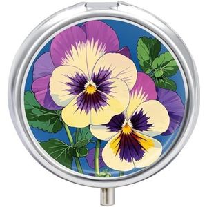 Viooltje Perfection Print Pillendoos Waterdichte Draagbare Geneeskunde Pillendoosje Vochtbestendig Metalen Reizen Pillendoos met 3 Compartimenten Medicijnkoffer