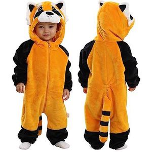 Doladola Unisex Kids & Peuters Kostuum Outfit Baby Jongens Meisjes Flanel Animal Hooded Rompertjes Jumpsuit(Wasberen, 6-12 maanden)