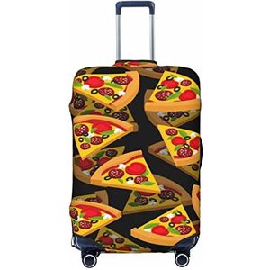 CARRDKDK Galaxy Green bedrukte kofferhoes, bagagebeschermer, kofferhoes, individuele bagagehoezen met hoge elasticiteit (S,M, L, XL), Pizza 3d, S(26''H x 19''W)