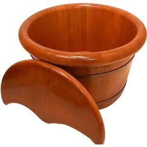Voet Tub Houten Voetbad Voetbad, Eiken Voetbad Vat, Huishoudelijke Dikker Houten Voet Wassen Massage Voet Bad Vat, Voet Tub voor Soaking Voeten Massager met Deksel Voetbad Houten Emmer Voet Spa