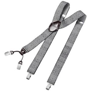 DonDon herenbretels 3,5 cm breed 4 clips van bruin leer in Y-vorm elastisch en verstelbaar - Paisley grijs