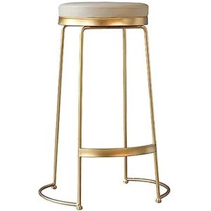 Barkruk Moderne Barkrukken Ronde Stoel Voetsteun Lederen Kussen Industriële Barkruk Metalen Poten Voor Keuken Pub Cafe Pub Stoel Thuis Keuken (Color : Gold, Size : 45cm)