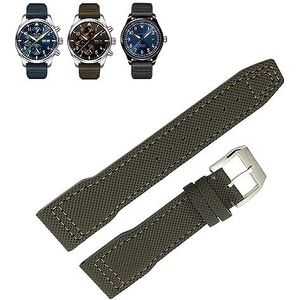 INSTR 20mm 21mm nylon canvas horlogeband geschikt voor IWC Portofino Big Pilot IW3293 Mark 18 horlogebandje (Color : Green, Size : 20mm)