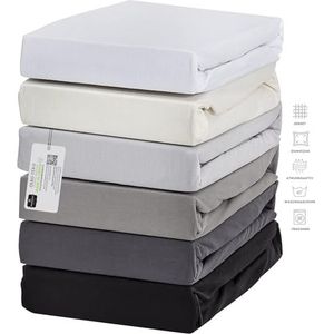 Hometex Premium Textiles Exclusive Hoeslaken voor boxspringbed, bedlaken voor hoge matrassen, extra sterke stof, 160 g/m², Oeko-Tex®, Made in Green, 180-200 x 200-220 cm, matrashoogte 40 cm, grijs