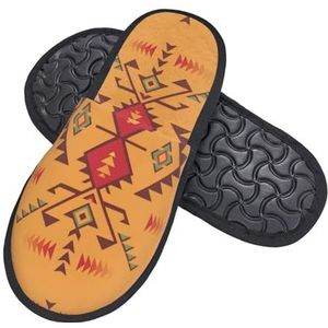 408 Damespantoffel, inheemse zuidwest-amerikaanse retro Azteekse herenpantoffels opvouwbare katoenen pantoffels unisex slipper voor binnen buiten huis, Harige pantoffels 228, 7/10.5 UK