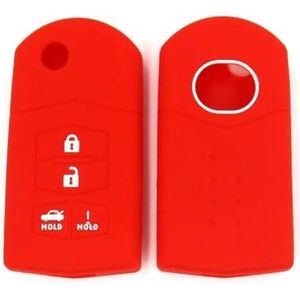 QWLEYCHN Siliconen autosleutelbehuizing met 4 knoppen, voor Mazda 3 6 MX-5 Miata 2010 2011 2012 Opvouwbare afstandsbediening Bescherm Shell