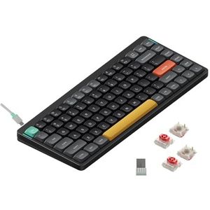 Nuphy Air75 v2 QMK/VIA Mechanisch Toetsenbord, 75% Low Profile Draadloos Toetsenbord, Bluetooth 5.1, 2.4GHz en bekabelde verbinding, Compatibel met Windows en Mac OS - Basalt Black Red